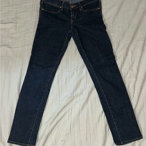 Blue Straight Leg Jeans with Contrast Stitching